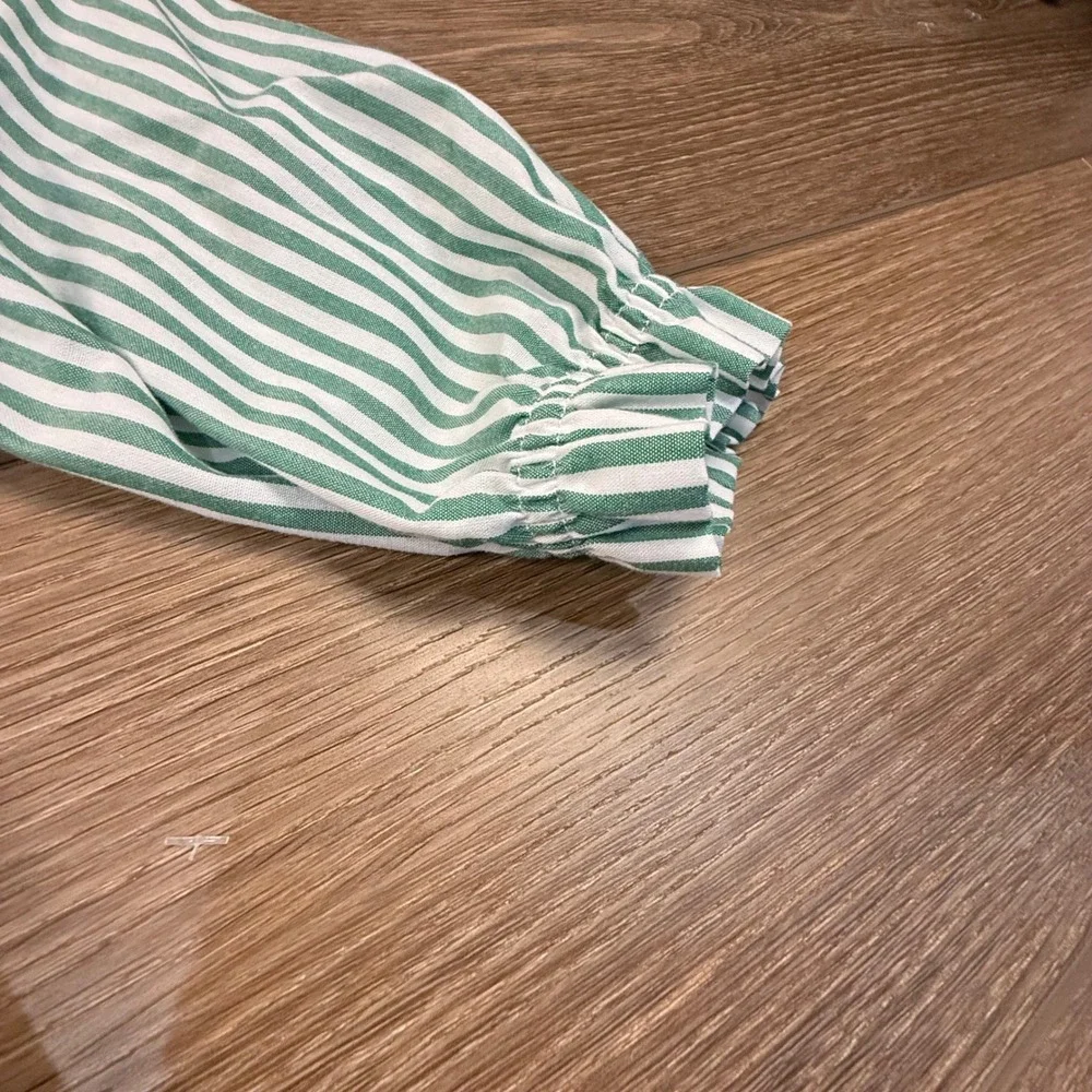 J. Crew Crewcuts Girls Long Sleeve Nightgown in Green Stripe XL 12/14 Polyester